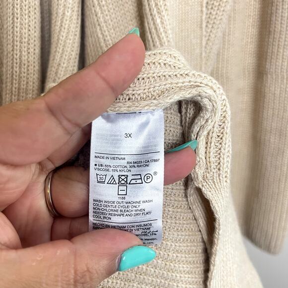 Old Navy Beige Cozy Knit Open Front Fall Duster Cardigan Minimalist Women's 3X - Picture 4 of 7